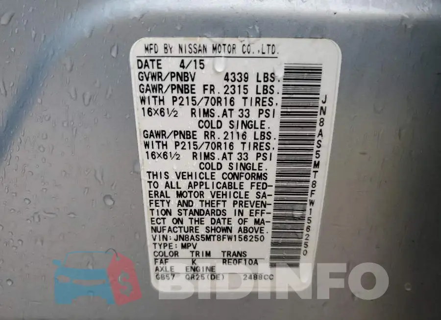 JN8AS5MT8FW156250 Photo# 12