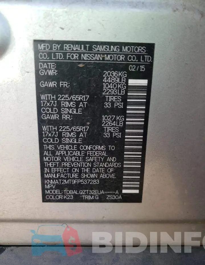 KNMAT2MT9FP537283 Photo# 14