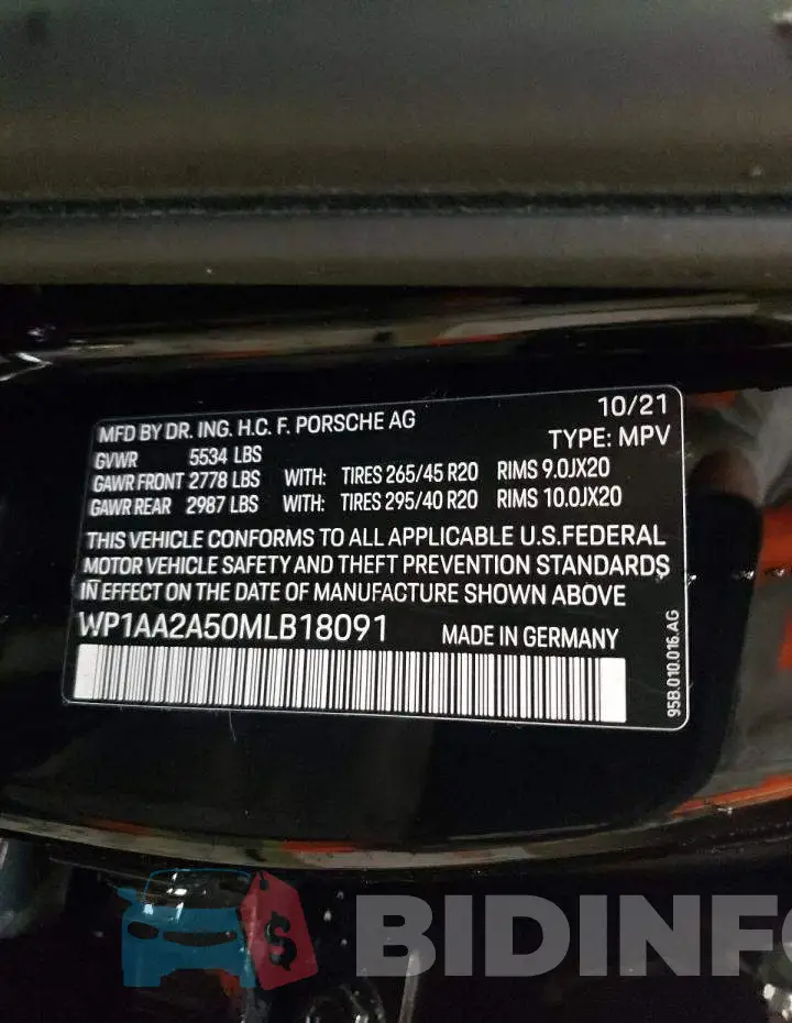 WP1AA2A50MLB18091 Photo# 13