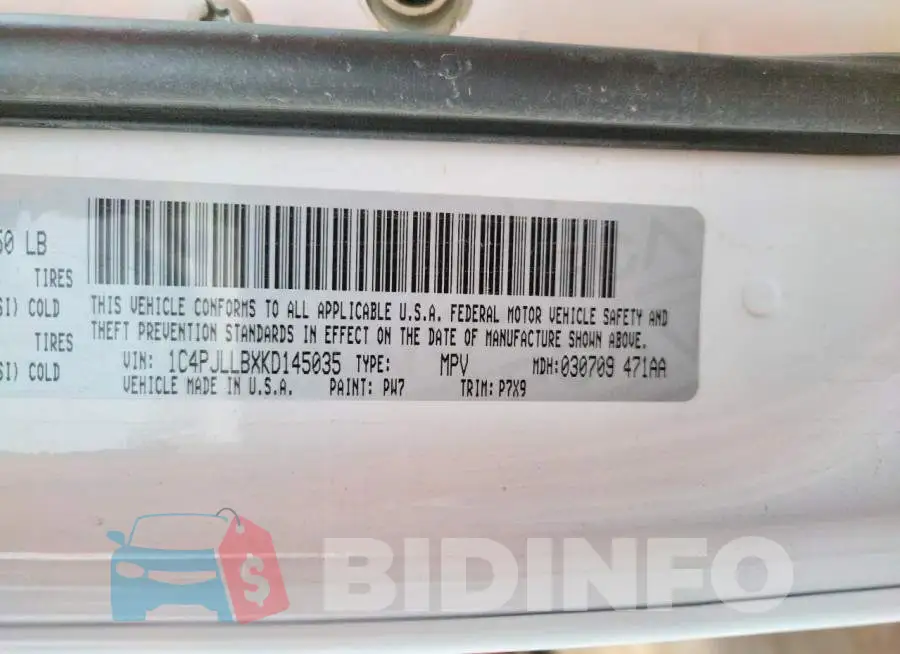1C4PJLLBXKD145035 Photo# 12
