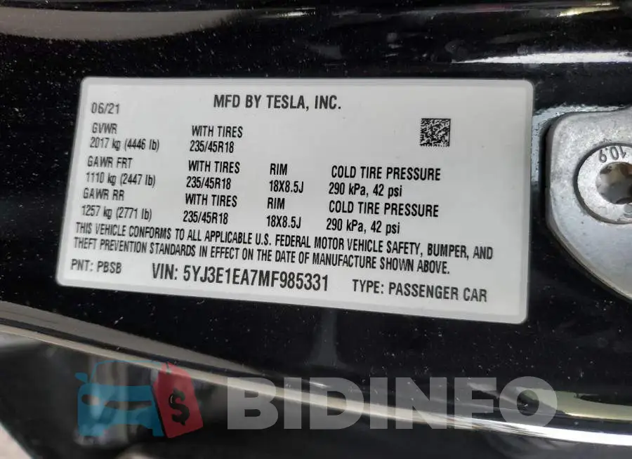5YJ3E1EA7MF985331 Photo# 12
