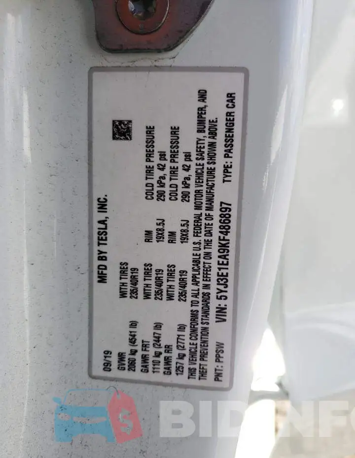 5YJ3E1EA9KF486897 Photo# 13
