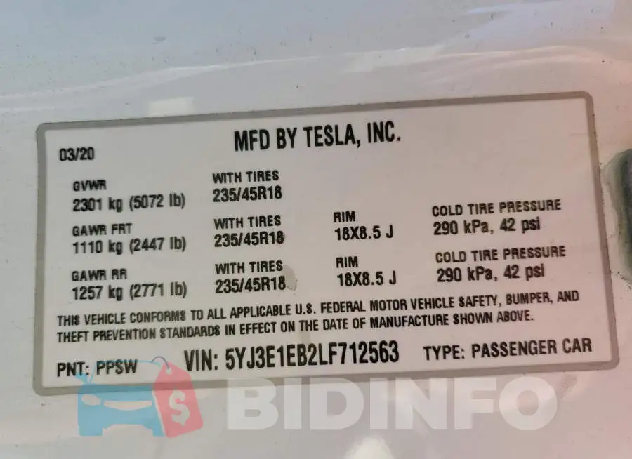 5YJ3E1EB2LF712563 Photo# 12