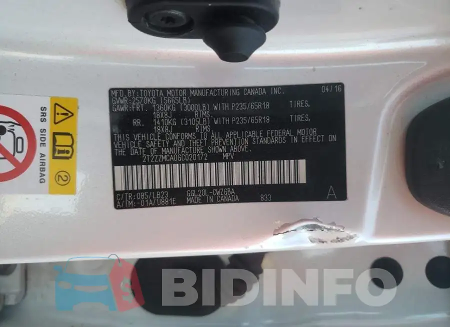 2T2ZZMCA0GC020172 Photo# 13