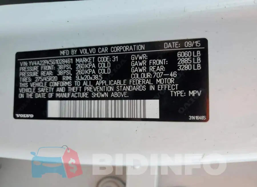 YV4A22PK5G1028461 Photo# 13