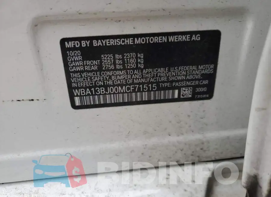 WBA13BJ00MCF71515 Photo# 12