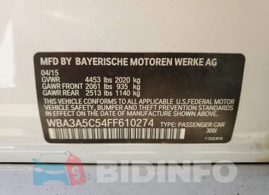 WBA3A5C54FF610274 Photo# 12