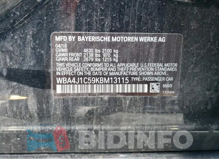 WBA4J1C59KBM13115 Photo# 12