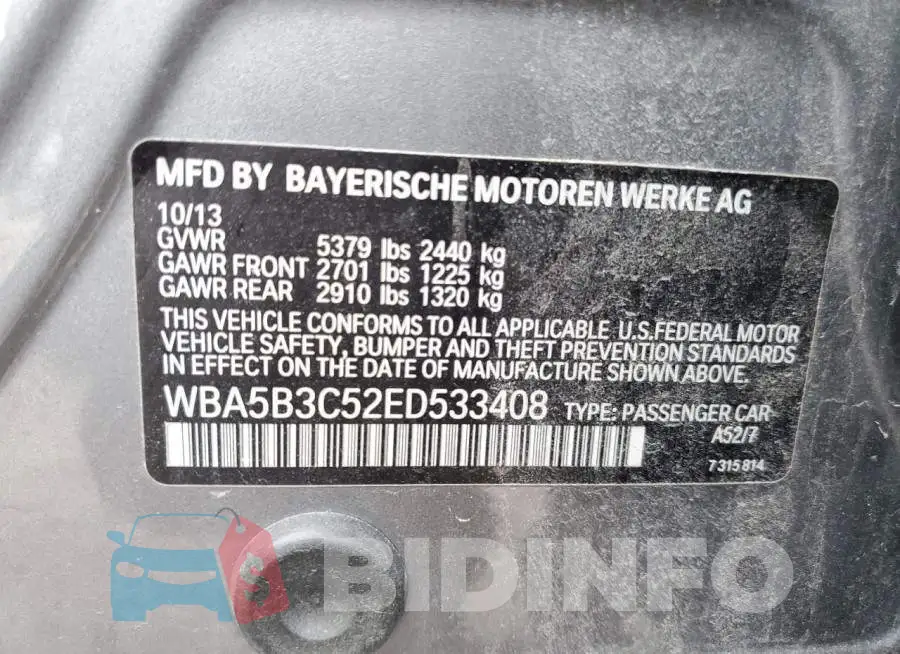 WBA5B3C52ED533408 Photo# 12