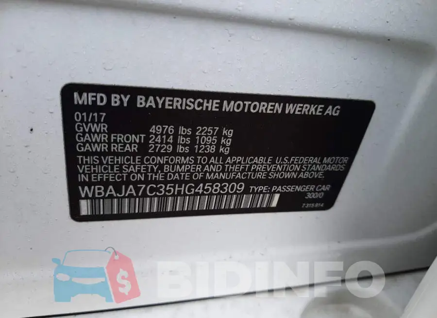 WBAJA7C35HG458309 Photo# 12