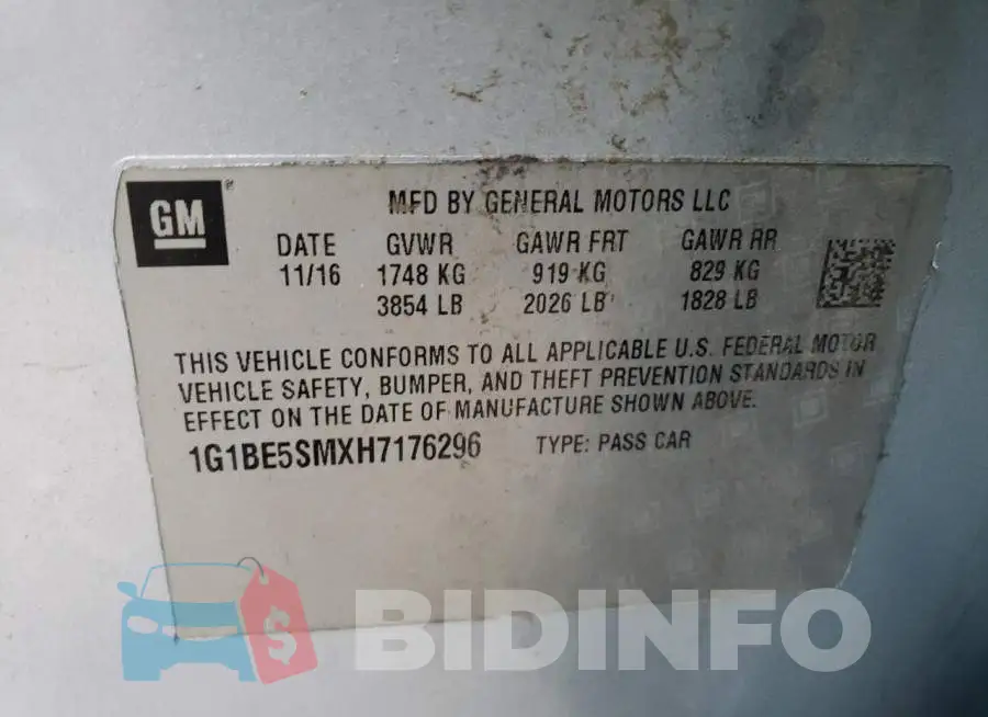 1G1BE5SMXH7176296 Photo# 12
