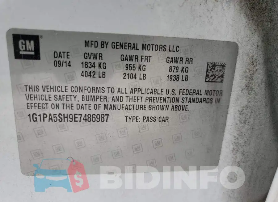 1G1PA5SH9E7486987 Photo# 12