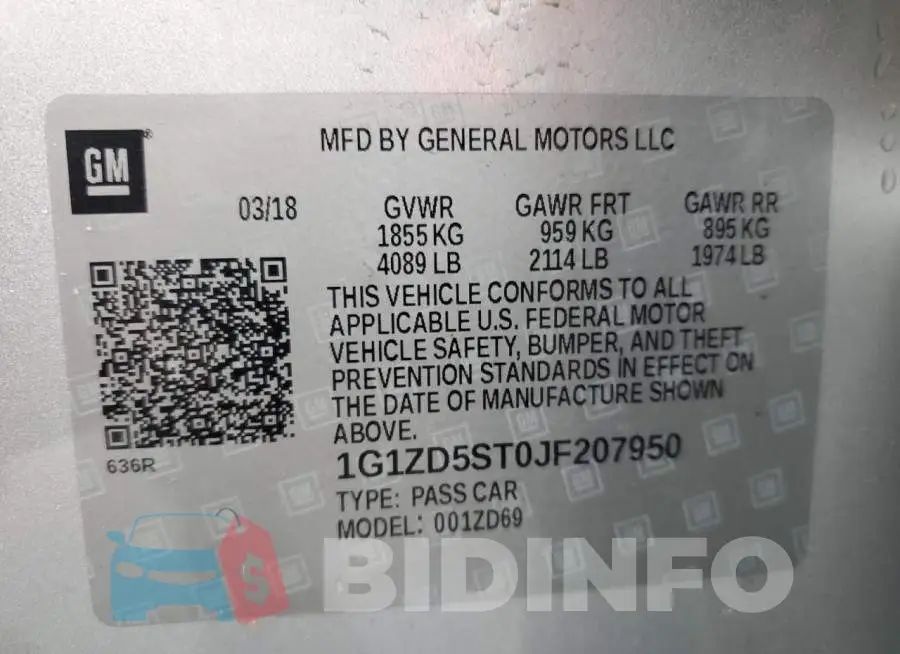 1G1ZD5ST0JF207950 Photo# 13