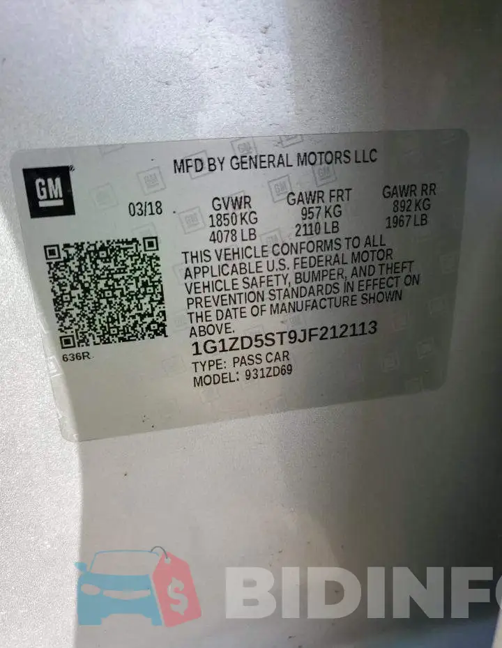 1G1ZD5ST9JF212113 Photo# 12