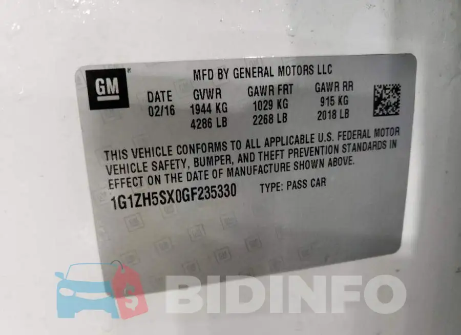 1G1ZH5SX0GF235330 Photo# 12