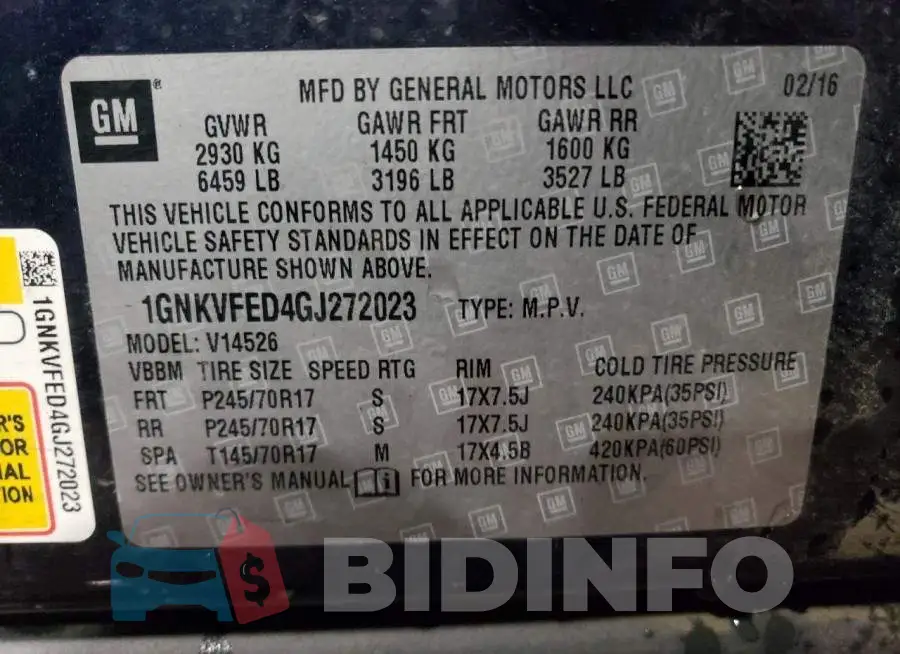 1GNKVFED4GJ272023 Photo# 13
