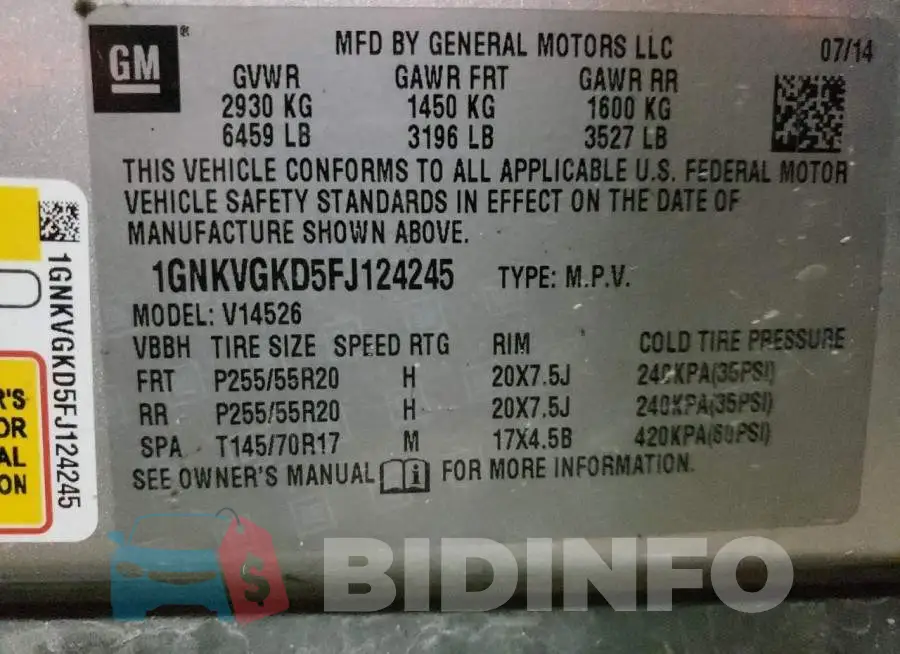 1GNKVGKD5FJ124245 Photo# 13