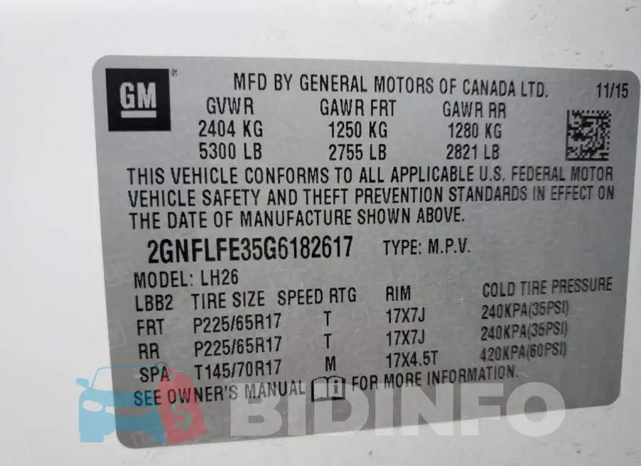 2GNFLFE35G6182617 Photo# 14