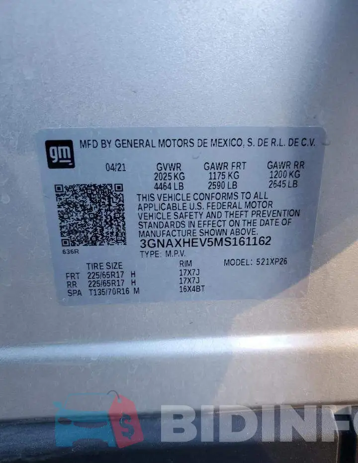 3GNAXHEV5MS161162 Photo# 14