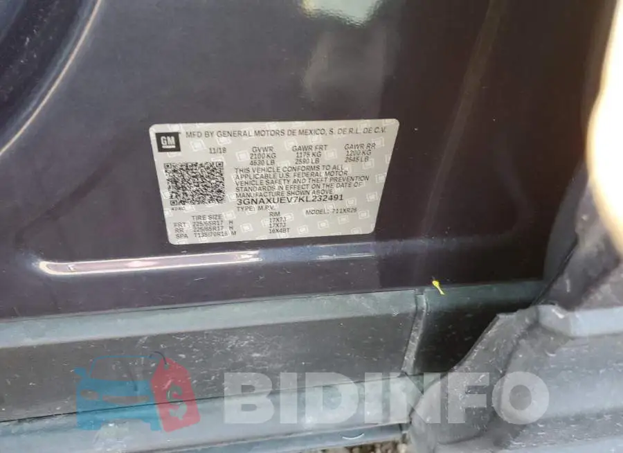 3GNAXUEV7KL232491 Photo# 13