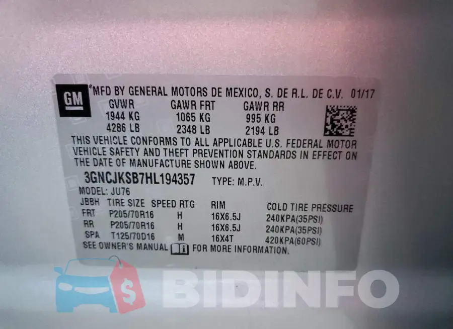 3GNCJKSB7HL194357 Photo# 12