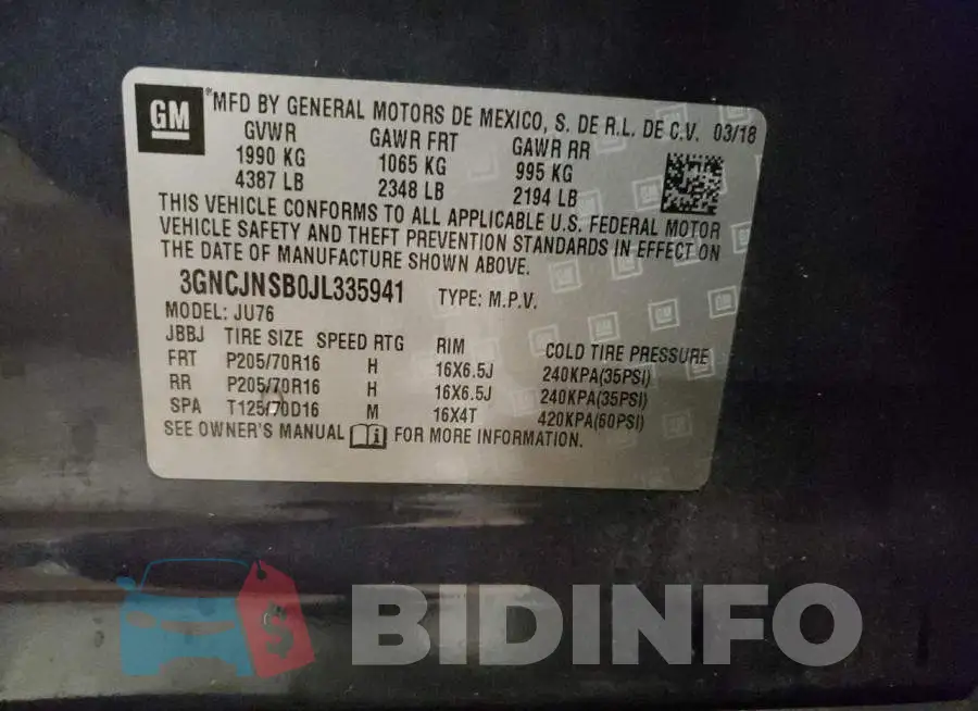3GNCJNSB0JL335941 Photo# 13