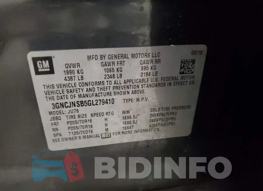 3GNCJNSB5GL279410 Photo# 12