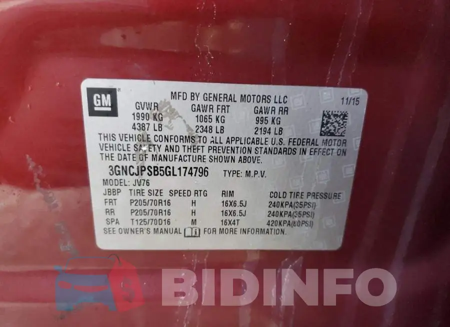 3GNCJPSB5GL174796 Photo# 13