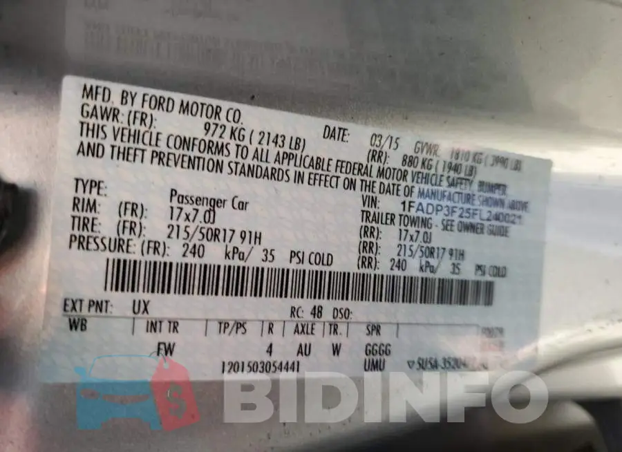 1FADP3F25FL240021 Photo# 13