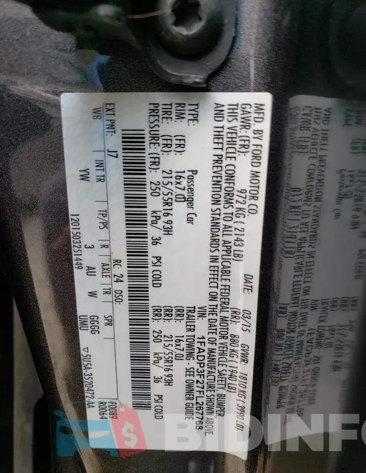 1FADP3F27FL267768 Photo# 12