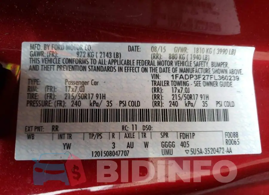 1FADP3F27FL360239 Photo# 12