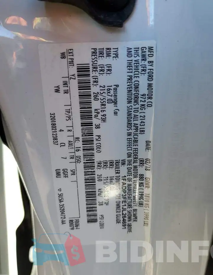 1FADP3FE1JL264691 Photo# 12