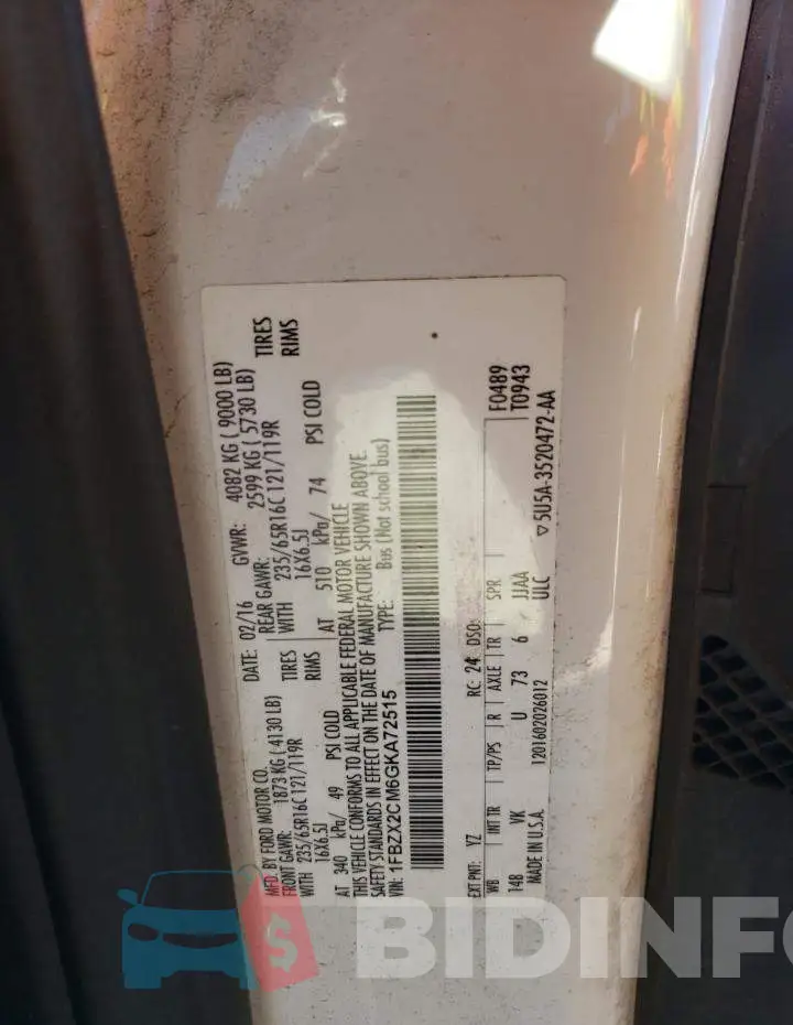 1FBZX2CM6GKA72515 Photo# 13