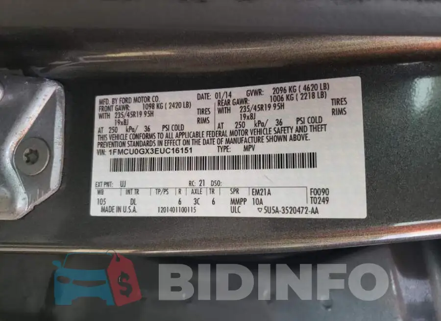 1FMCU0GX3EUC16151 Photo# 13