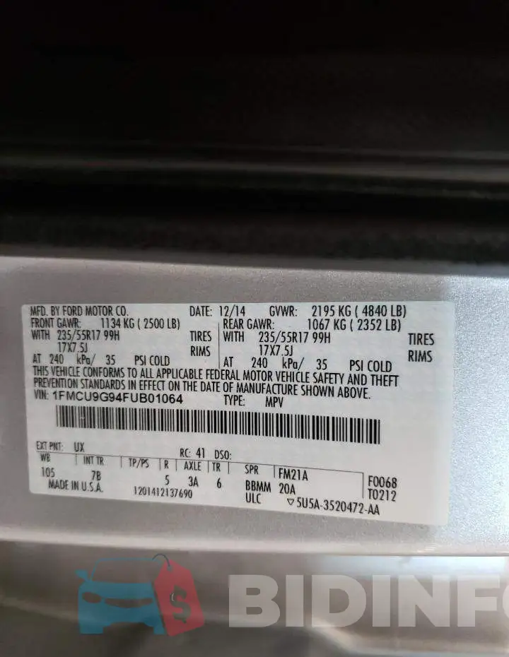 1FMCU9G94FUB01064 Photo# 10
