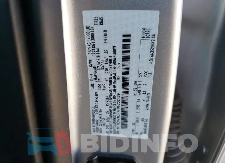 1FTEW1EF7HKC32439 Photo# 12
