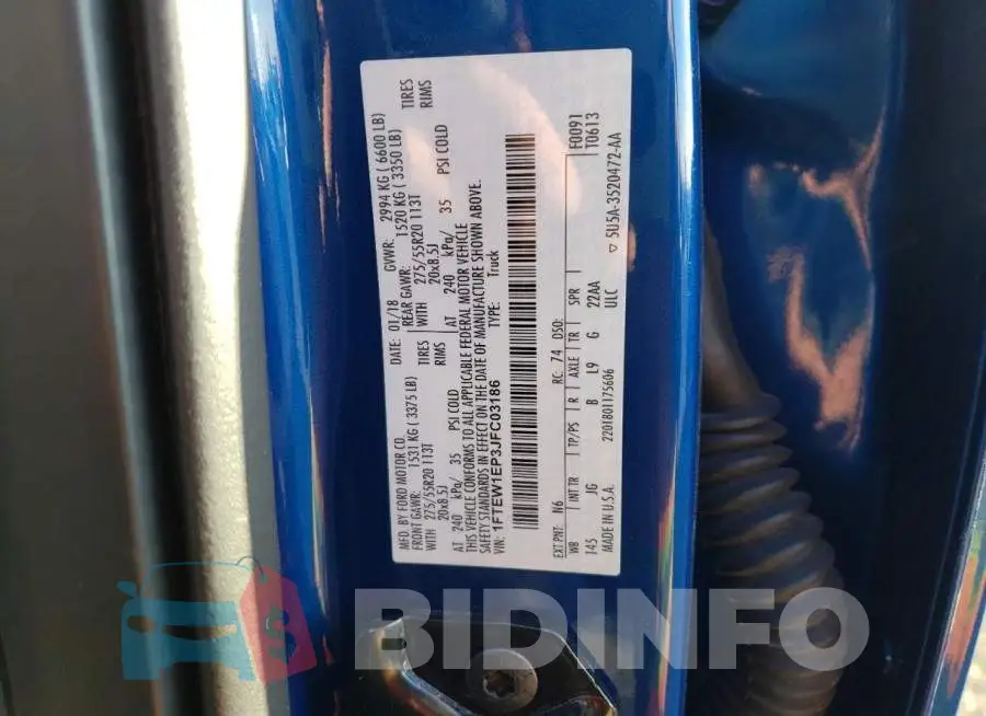 1FTEW1EP3JFC03186 Photo# 13