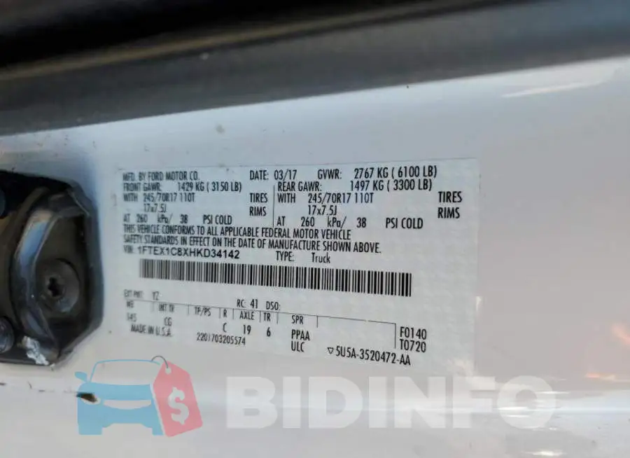 1FTEX1C8XHKD34142 Photo# 12