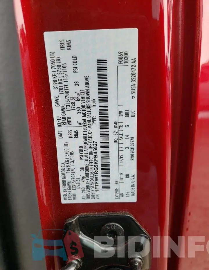 1FTFW1RG9KFB45827 Photo# 13