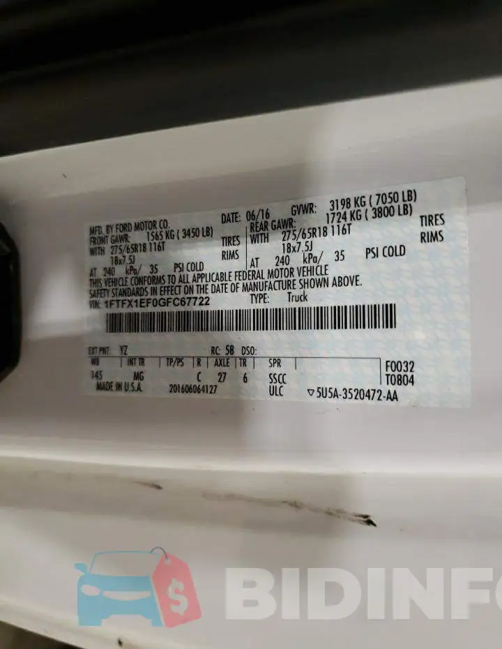 1FTFX1EF0GFC67722 Photo# 12