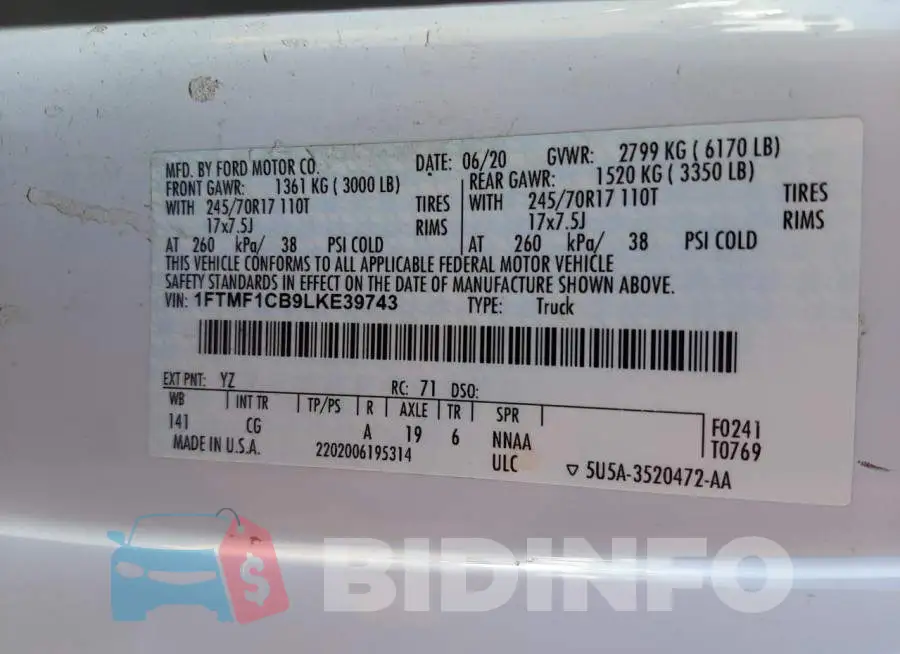 1FTMF1CB9LKE39743 Photo# 12