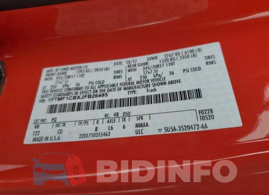 1FTMF1CBXJFB26495 Photo# 12