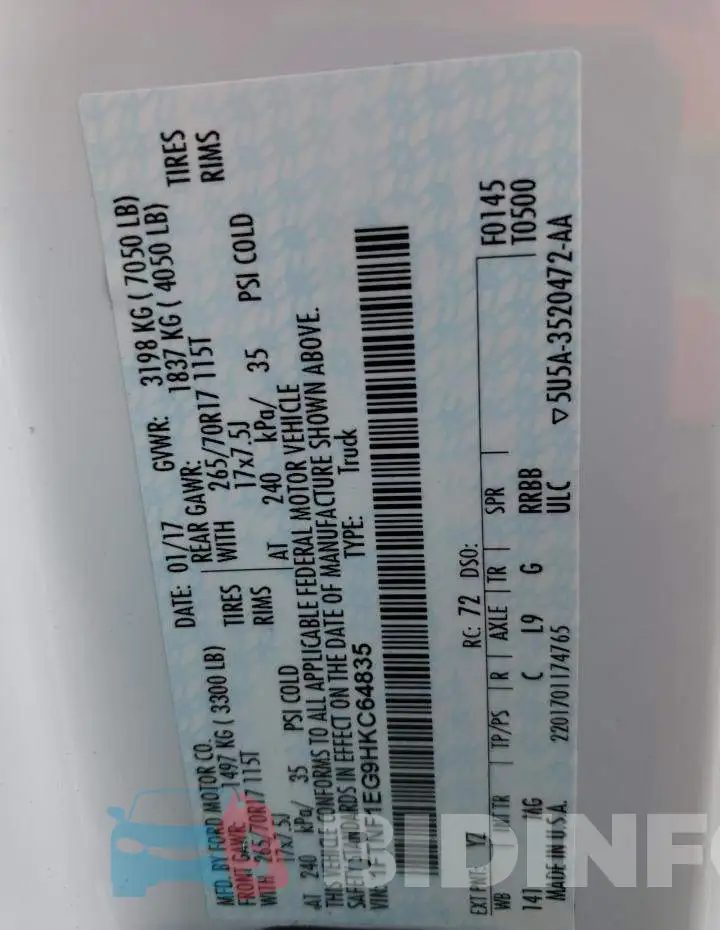 1FTNF1EG9HKC64835 Photo# 12