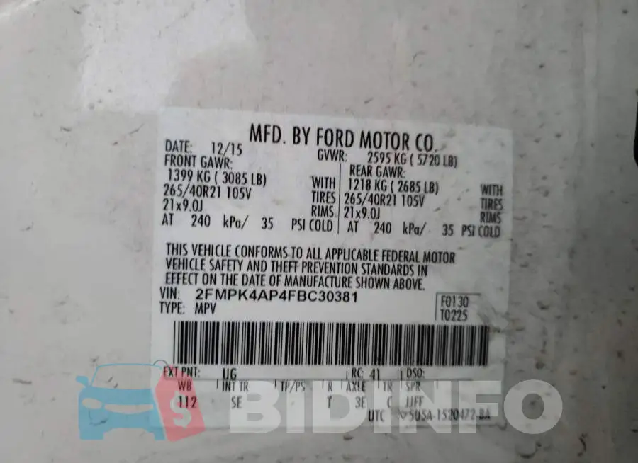 2FMPK4AP4FBC30381 Photo# 12