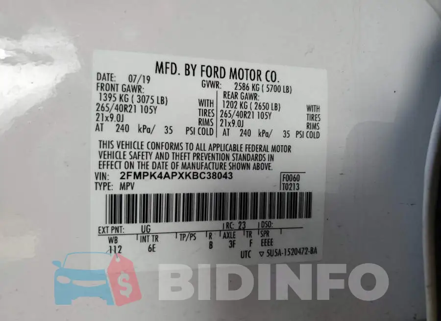 2FMPK4APXKBC38043 Photo# 13