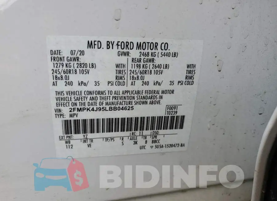 2FMPK4J95LBB04625 Photo# 10