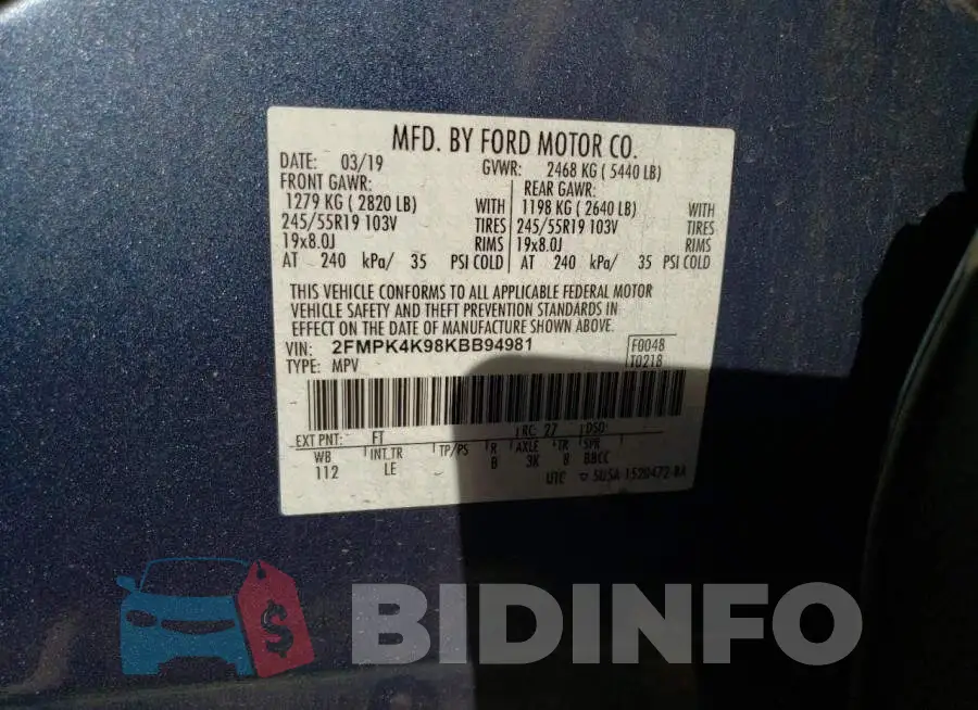 2FMPK4K98KBB94981 Photo# 13