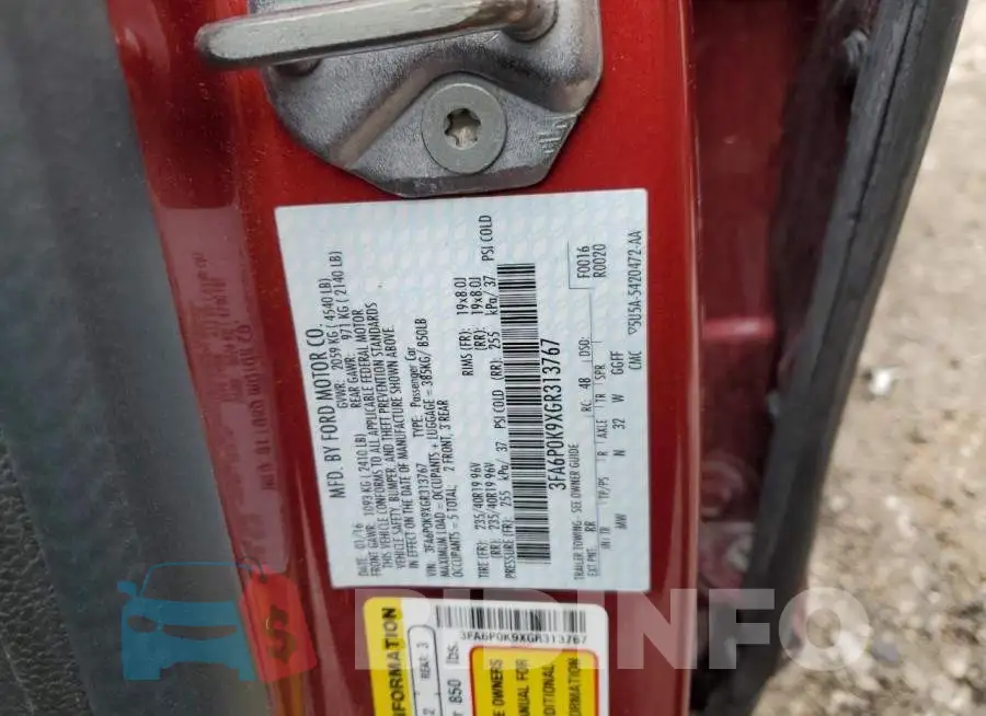 3FA6P0K9XGR313767 Photo# 12