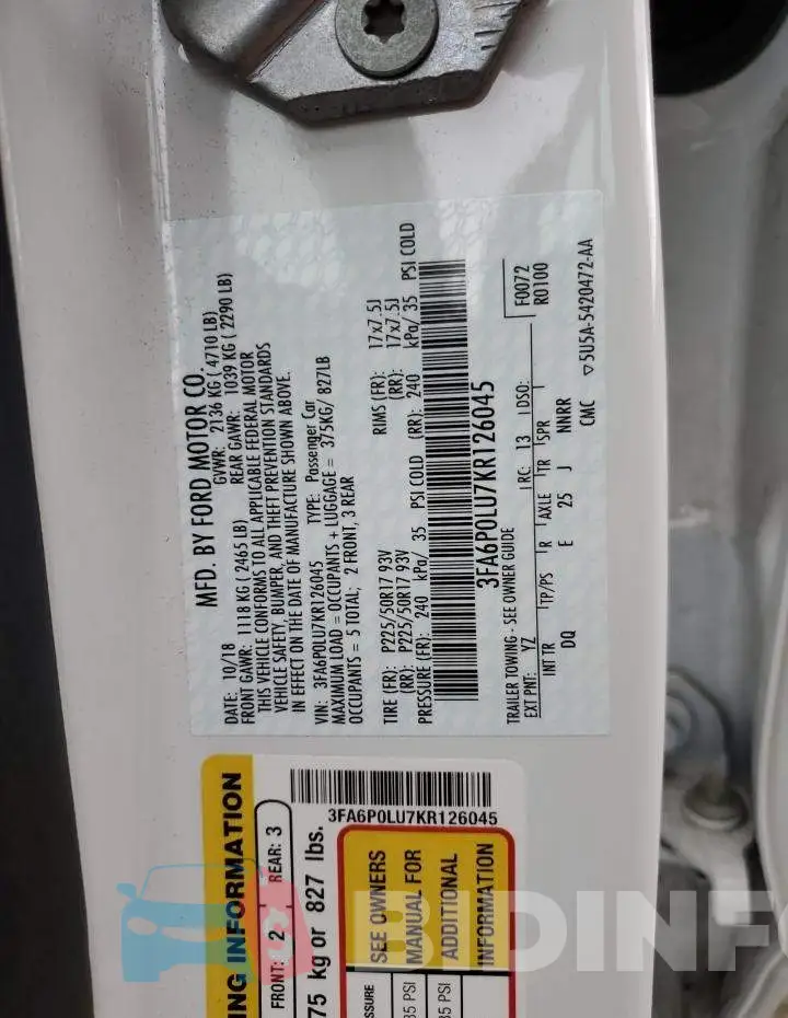 3FA6P0LU7KR126045 Photo# 12