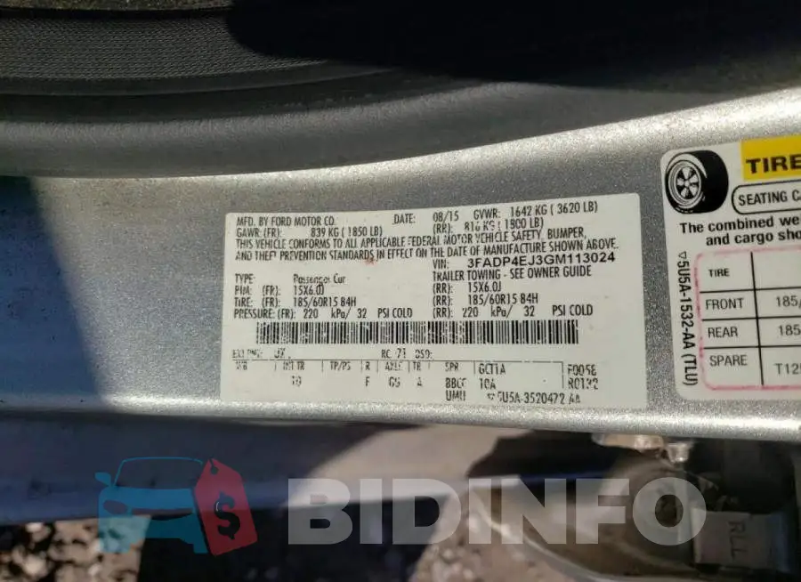 3FADP4EJ3GM113024 Photo# 12